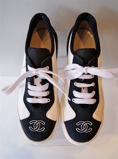 chanel black tennis shoes|how much are Chanel sneakers.